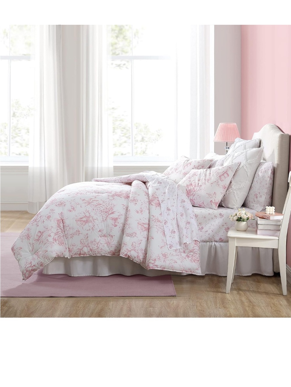Laura Ashley - King Comforter Set, Soft & Reversible Cotton Bedding